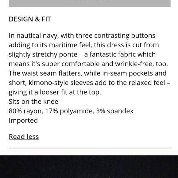 THE WHITE COMPANY NAVY BUTTON FRONT MINI DRESS 12 - Picture 6 of 6